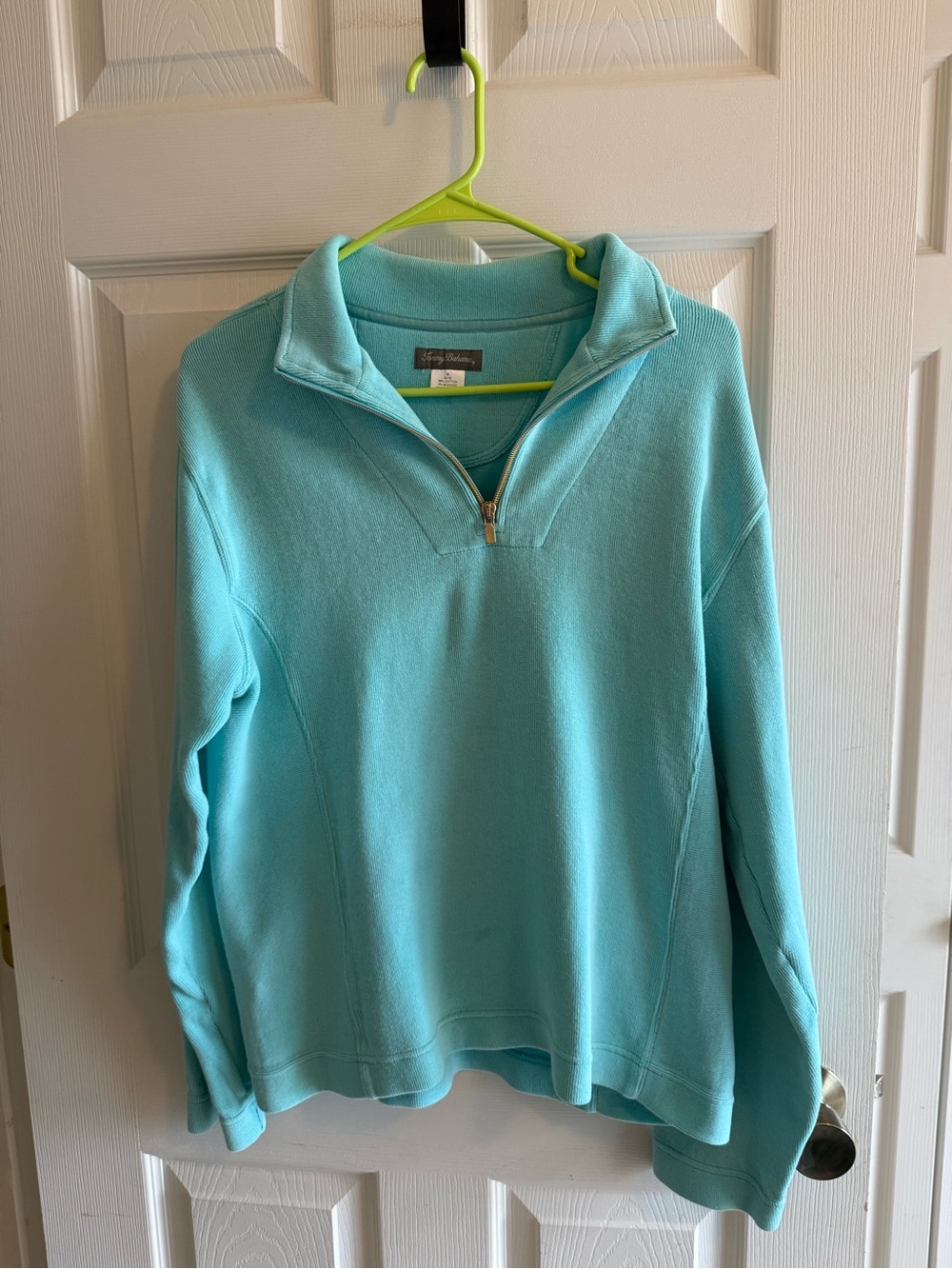 Tommy Bahama Classic Aqua Quarter-Zip Turtleneck Pullover